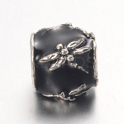 Barrel Large Hole Alloy Enamel European Beads MPDL-L013-10E-1