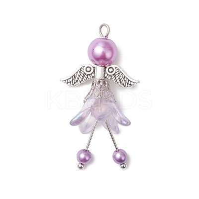 7Pcs 7 Colors Glass Pearl Pendants PALLOY-JF04120-1