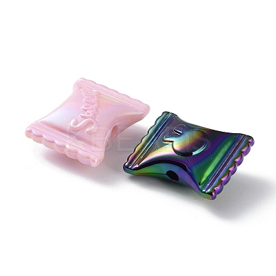 UV Plating Rainbow Iridescent Acrylic Beads X-OACR-A029-11-1