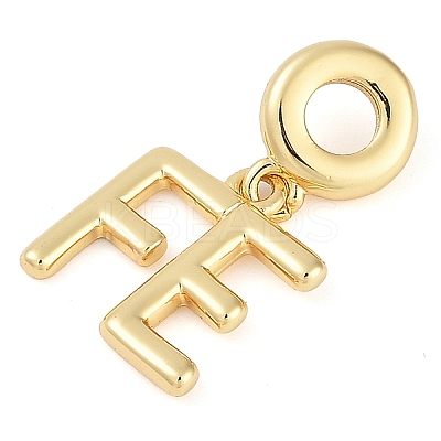 Rack Plating Brass Word FE European Dangle Charms KK-P287-08G-1