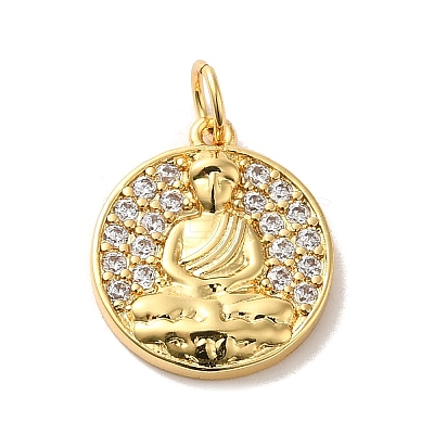 Brass Micro Pave Clear Cubic Zirconia Pendants KK-M278-05B-G-1