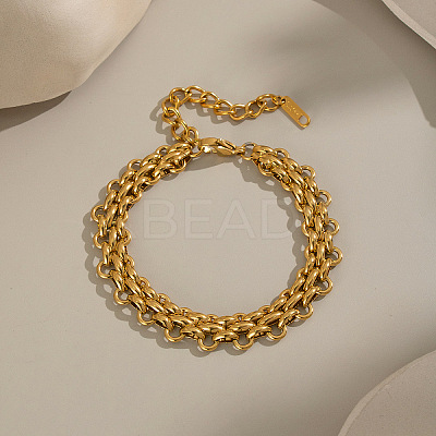 Punk 304 Stainless Steel Link Chain Bracelets for Women BJEW-L717-02G-1
