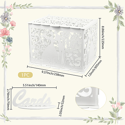 Wood Wedding Money Box Holder with Sign DJEW-WH20011-001B-1