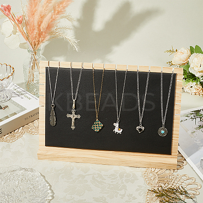 Bamboo Slant Back Necklace Organizer Display Stands NDIS-WH20004-01B-1