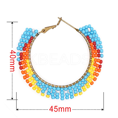 Handmade Glass Seed Beads Hoop Earrings HZ1102-1