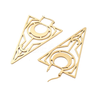 304 Stainless Steel Triangle Hoop Earrings EJEW-M031-01G-1