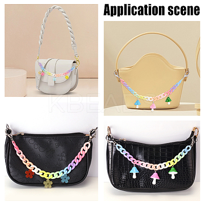 2Pcs 2 Style Rainbow Color Acrylic Curban Chain Bag Handles FIND-WR0006-44-1
