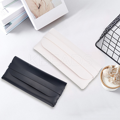 2Pcs 2 Colors Portable PU Leather Eyeglass Cases AJEW-CN0005-20-1