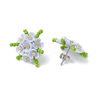 304 Stainless Steel Flower Stud Earrings EJEW-MZ00457-1