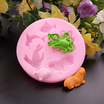 Marine Animals Shape DIY Food Grade Silicone Molds LS-AJEW-P046-19-1