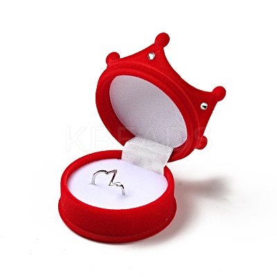Flocking Plastic Crown Finger Ring Boxes CON-B008-01B-1
