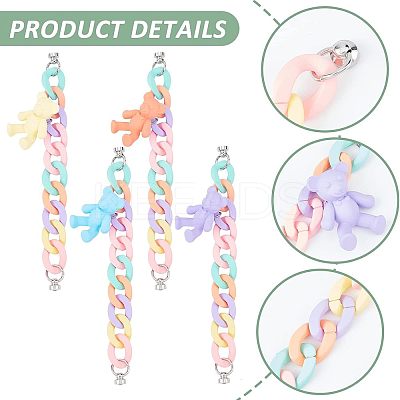 4Pcs 4 Style Acrylic Curb Chain for DIY Mobile Straps AJEW-CA0002-39-1