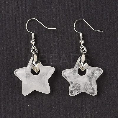 Natutal Quartz Crystal Dangle Earrings EJEW-F343-C06-1