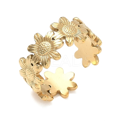 Adjustable 304 Stainless Steel Cuff Open Rings for Women LS-RJEW-Z122-03G-04-1