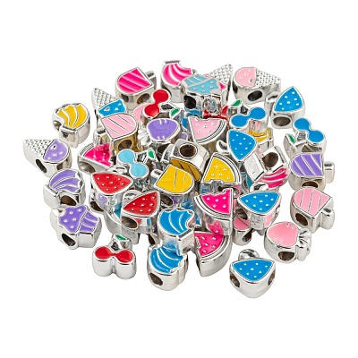 80Pcs 8 Style Food Series UV Plating Acrylic European Beads OACR-LS0001-08-1