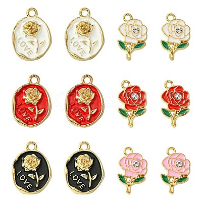 12Pcs 6 Styles Alloy Enamel Pendants FIND-FS0002-05-1
