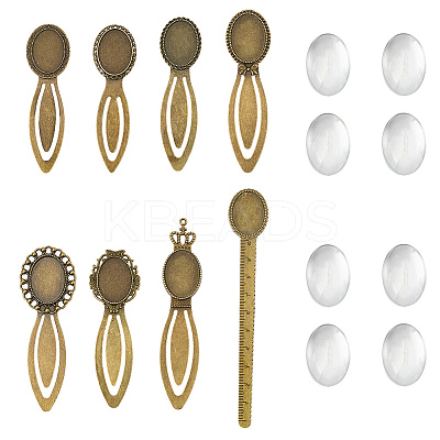 8Pcs 8 Styles Zinc Alloy Bookmark Cabochon Settings FIND-SC0015-24-1