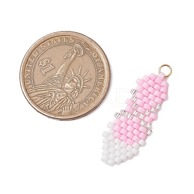 Ballet Shoes Glass Seed Beads Beaded Pendants PALLOY-CJ00134-1