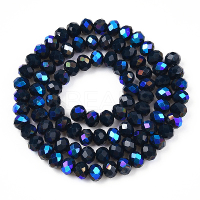 Electroplate Opaque Solid Color Glass Beads Strands EGLA-A034-P8mm-L22-1