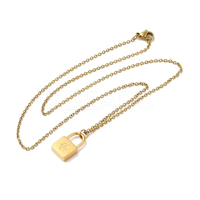 304 Stainless Steel Rolo Chain Pendant Necklaces NJEW-S444-01G-07-1