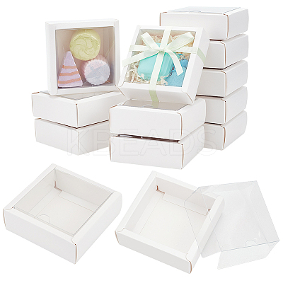Square Paper Biscuit Boxes with Clear PVC Window LS-CON-WH0098-16A-02-1