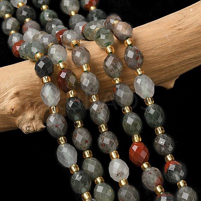 Natural Bloodstone/Heliotrope Stone Beads Strands G-F809-A13-01-1