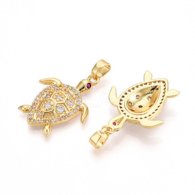 Brass Micro Pave Cubic Zirconia Pendants KK-N257-05G-1