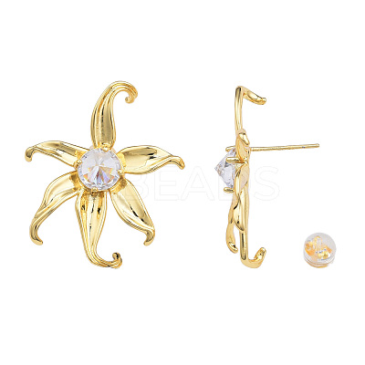 Cubic Zirconia Flower Stud Earrings EJEW-N011-63-1