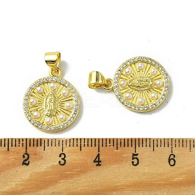 Real 18K Gold Plated Brass Micro Pave Clear Cubic Zirconia Pendants KK-H472-35B-G-1