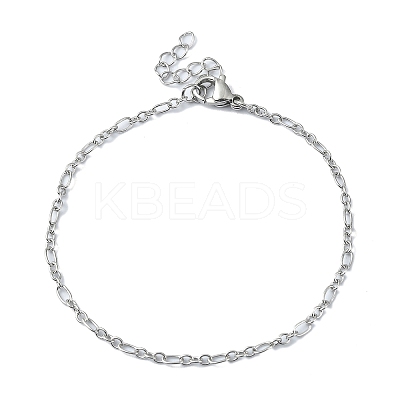 Non-Tarnish 316 Surgical Stainless Steel Figaro Chain Bracelets for Women BJEW-D023-03P-1