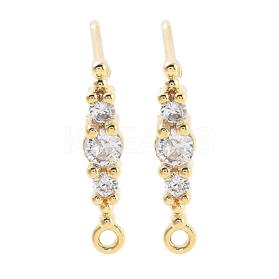 Brass Clear Cubic Zirconia Stud Earring Findings LS-KK-A238-02C-G-1