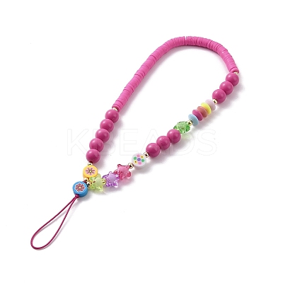 Round & Star Acrylic Beaded Mobile Phone Lanyard Wrist Strap HJEW-JM00815-1