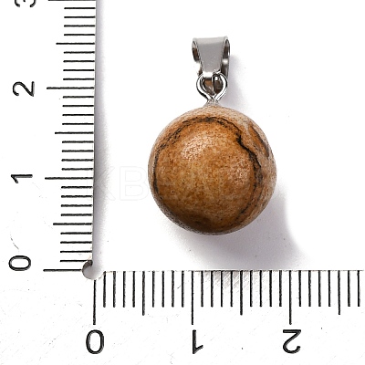 Round Natural Picture Jasper Pendants G-Q434-19-1