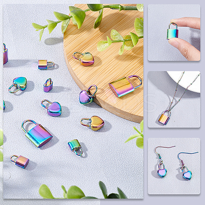 16Pcs 4 Style 201 & 304 Stainless Steel Pendants STAS-AR0001-42-1