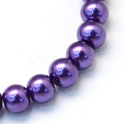 Baking Paint Pearlized Glass Pearl Round Bead Strands X-HY-Q330-8mm-76-1