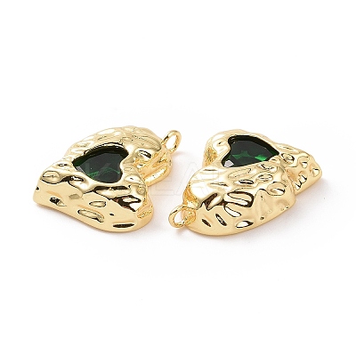 Brass Micro Pave Green Cubic Zirconia Pendants KK-E068-VC454-1
