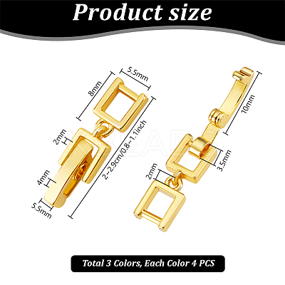12Pcs 3 Colors Brass Fold Over Clasps KK-PH0011-60-1