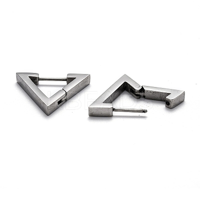 Tarnish Resistant 304 Stainless Steel Triangle Huggie Hoop Earrings STAS-H156-02A-P-1