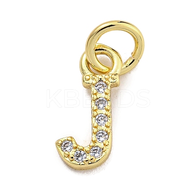 Initial Letter Brass with Cubic Zirconia Charms KK-Q814-26J-G-1