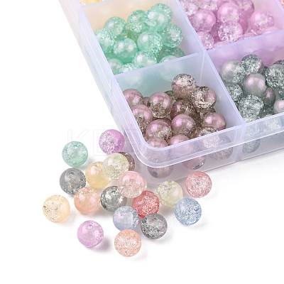 300Pcs 12 Colors Translucent Crackle Glass Beads Strands CCG-YW0001-14-1