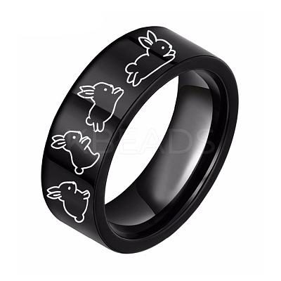 Rabbit Pattern 201 Stainless Steel Finger Rings for Couple FS-WG795E8-01-1