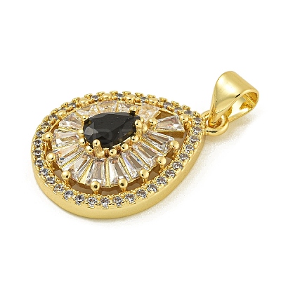 Rack Plating Brass Pave Cubic Zirconia Pendants KK-U029-28G-08-1