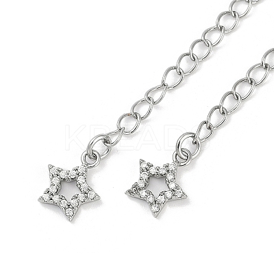 Brass Micro Pave Cubic Zirconia Ends with Chains KK-U043-02P-1