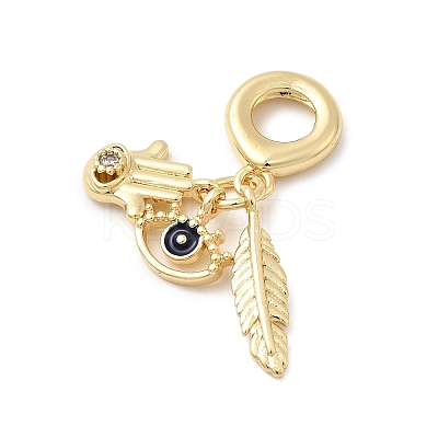 Brass Micro Pave Clear Cubic Zirconia European Dangle Charms KK-C138-06G-1