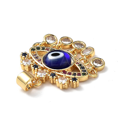Lampwork Evil Eye Pendants with Colorful Cubic Zirconia ZIRC-L102-13G-04-1