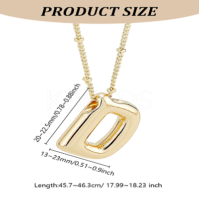 1pc Brass Chain with Alloy Letter Pendants Necklaces NJEW-LP0001-41D-G-1