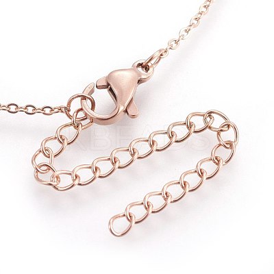 304 Stainless Steel Initial Pendant Necklaces NJEW-G321-04RG-T-1