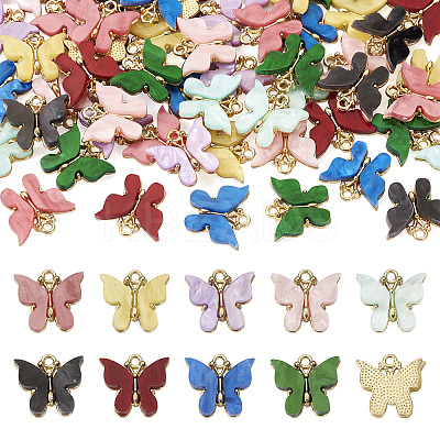 54Pcs 9 Colors Acrylic Alloy Pendants MACR-TA0001-60-1