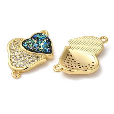 Rack Plating Brass Micro Pave Clear Cubic Zirconia Connector Charms KK-P268-20G-01-1