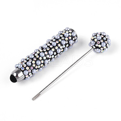 ABS Imitation Pearl & Polymer Clay Pave Rhinestone Touch Screen Stylus AJEW-T013-06M-1